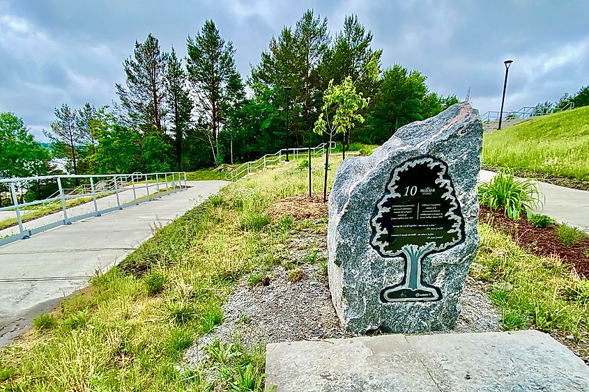 The monument to Sudbury's 10 millionth tree planting. Image credit: Bryan Dearsley