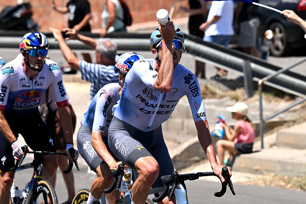 Chris Harper of Australia and Team Pinarello Q36.5 Pro Cycling refreshes during the 113th Tour de France 2026, Stage 2 a 168.5km stage from Tarragona to Barcelona