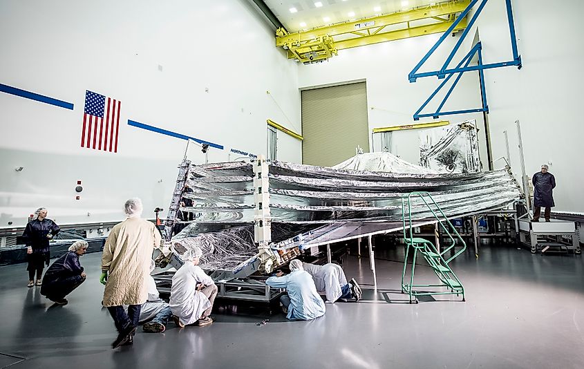 NASA's Webb Sunshield (NASA Goddard Space Flight Center from Greenbelt, MD, USA, Public domain, via Wikimedia Commons)