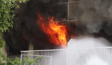 Apartment fire shuts down street in New Westminster