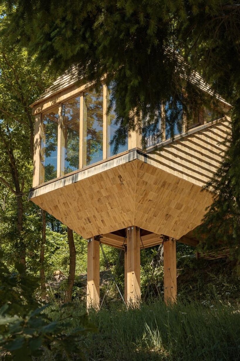 officina82 reimagines traditional italian hay barn as timber treetop retreat in ligurian alps - 4