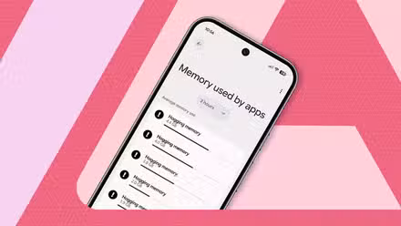 Phone showing a memory usage by apps screen with several apps hogging memory.