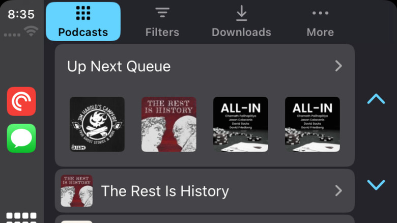 The Pocket Casts Carplay app.
