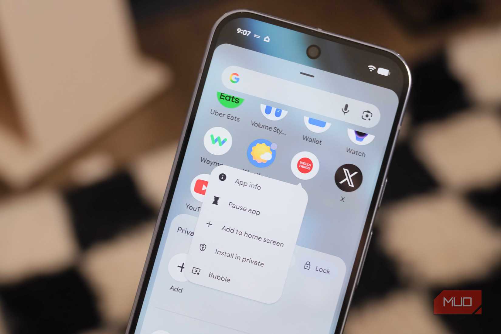 Adding a banking app to Private space.