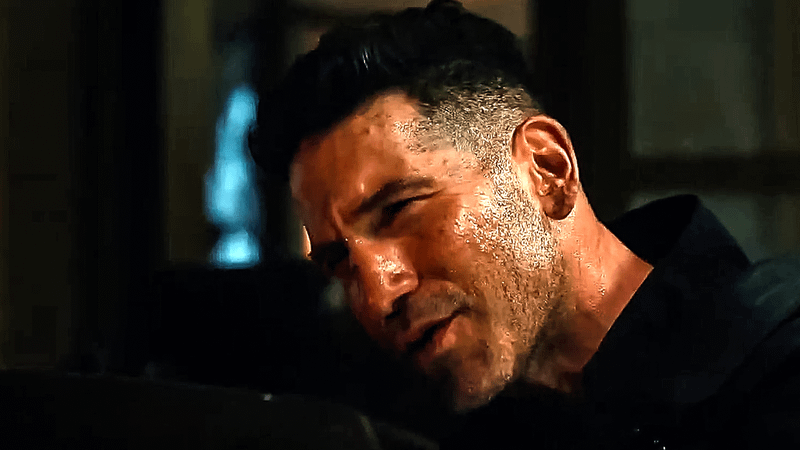 Jon Bernthal as the Punisher looking through a gun lens in 'Spider-Man: Brand New Day.'