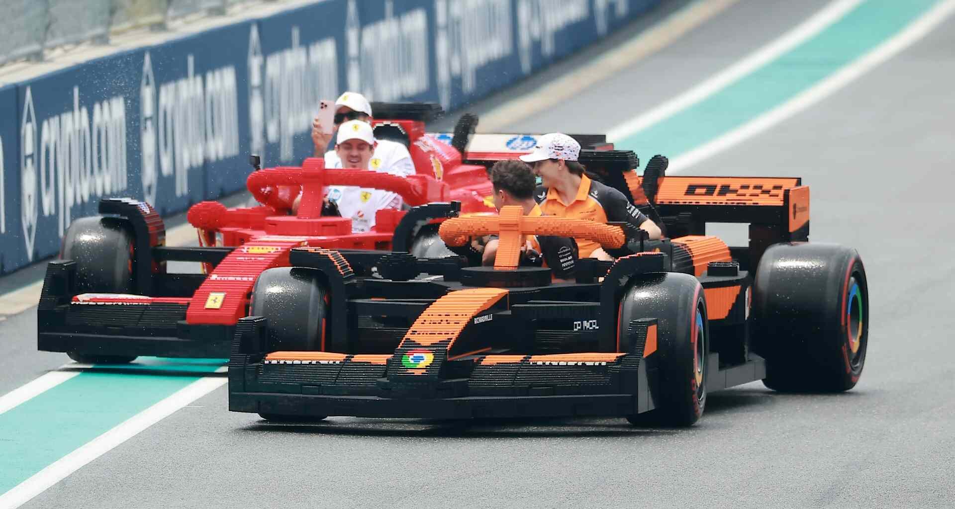 Lando Norris, Oscar Piastri, Charles Leclerc, Lewis Hamilton, Lego race, Miami International Autodrome, 2025