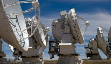 Radio telescope antennas ALMA project Chajnantor plateau