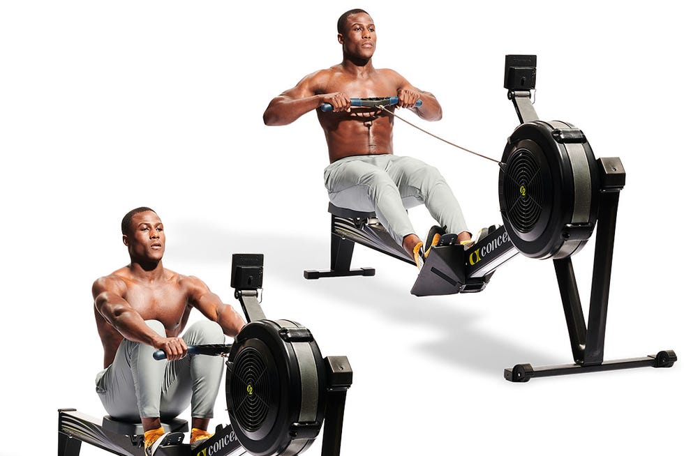 man rowing on a rowing machine