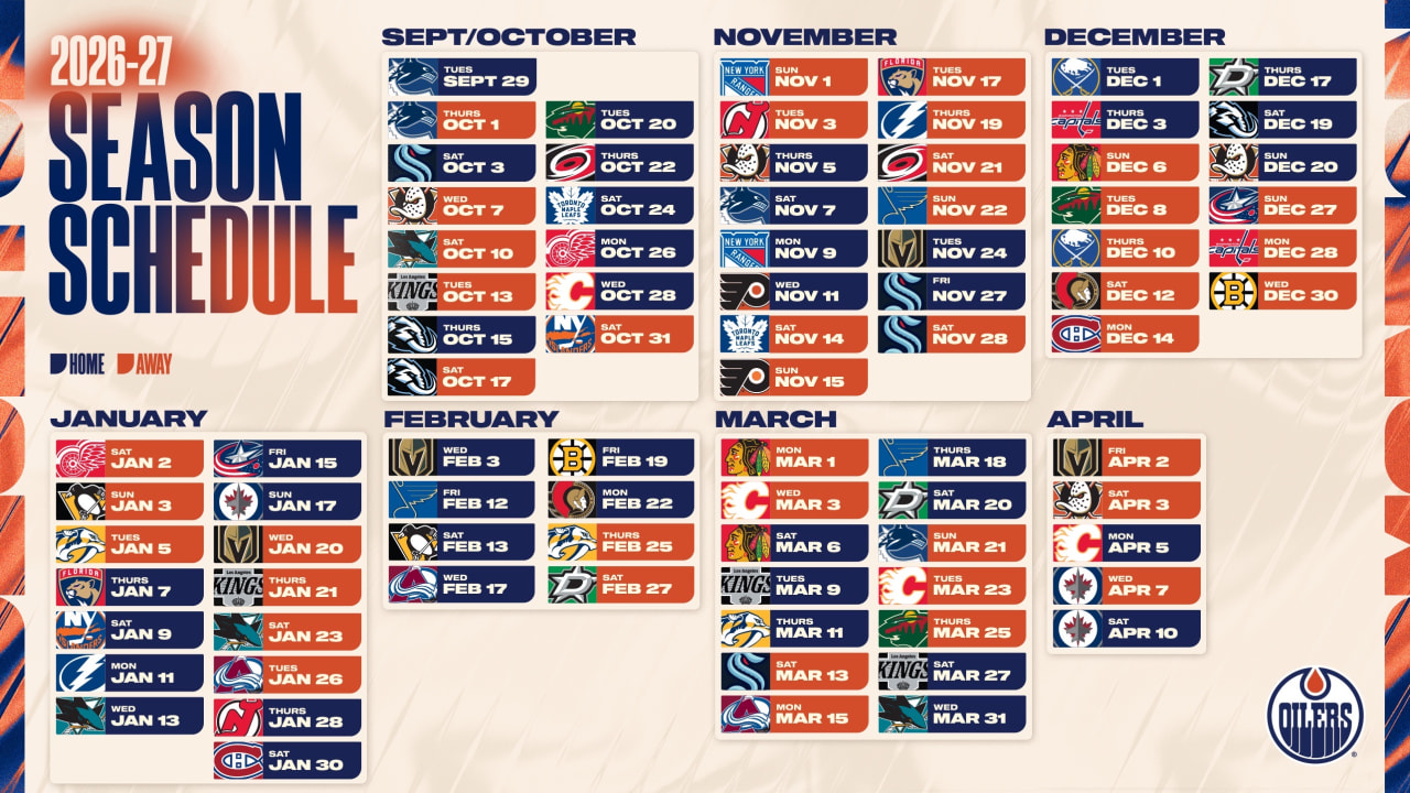 RELEASE: Oilers full 2026-27 regular-season schedule revealed