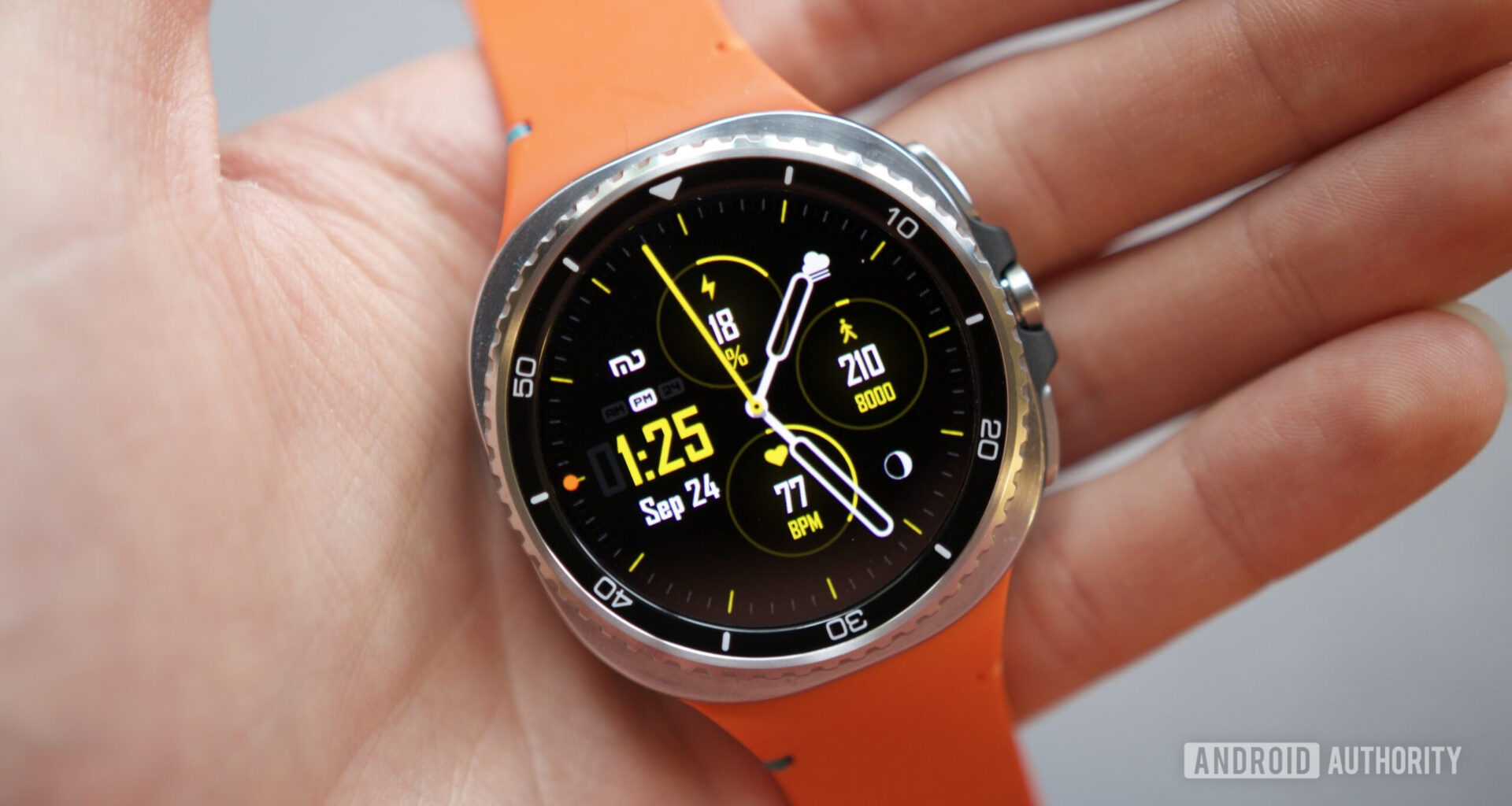 Samsung Galaxy Watch 8 Classic with a WatchMaker watch face.