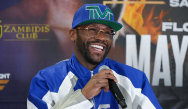 Floyd Mayweather at a press conference.