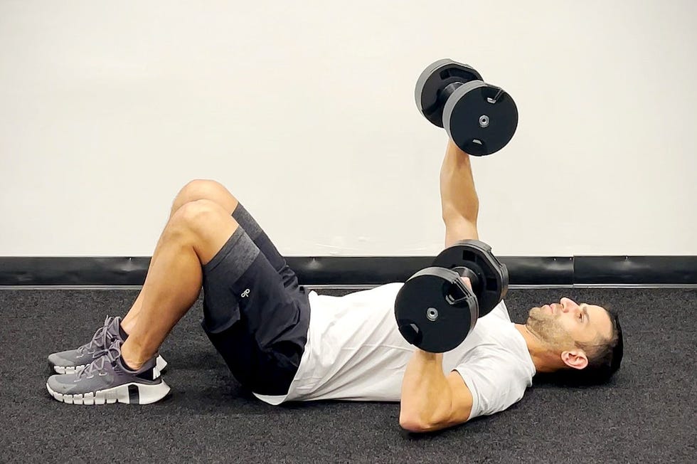 dumbbell push workout, seesaw chest press