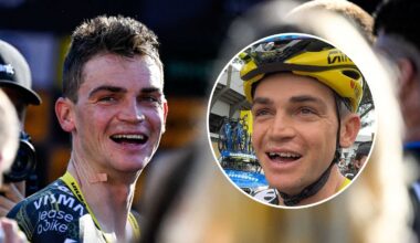 Sepp Kuss missing a tooth at the Tour de France.
