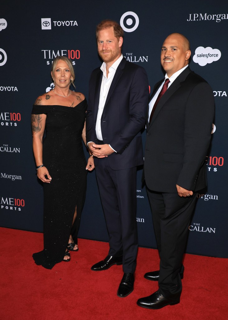 Sgt. Brandi Evans, Prince Harry and SMSgt. Brian Williams at the TIME100 Sports Gala