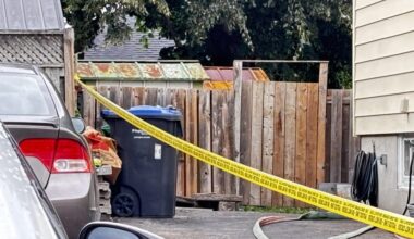 Police tape cordons off a shed where a male was found deceased on July 9, 2026. David Misener/CityNews.