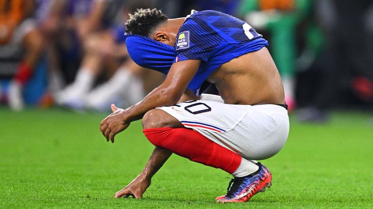 Desire Doue shows the pain as France are knocked out of the World Cup by Spain