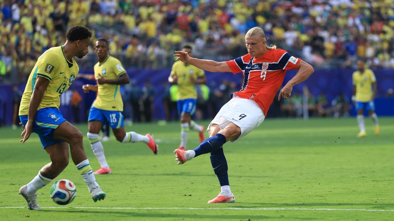Haaland fires home his second goal for Norway