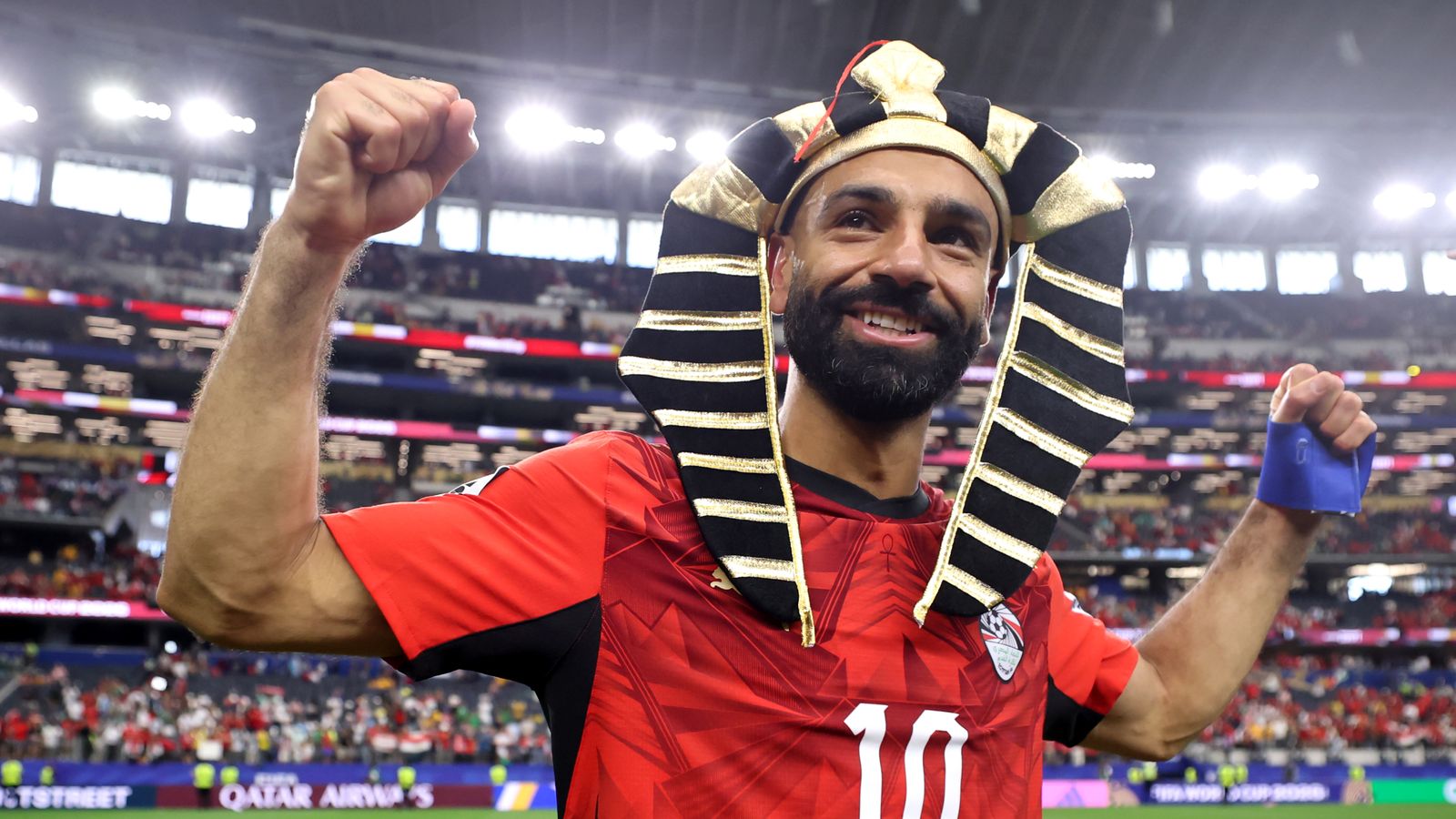 Mohamed Salah celebrates following Egypt's penalty shootout win over Australia
