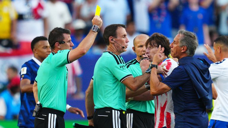 Referee Ilgiz Tantashev booked a member of Paraguay's coaching staff but no players