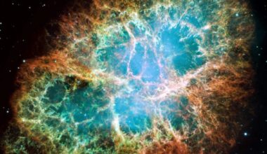 Nearly a millennium ago sky-watchers recorded a new star so bright it was visible in daylight for weeks, and Hubble has now traced how far its remnant, the Crab Nebula, has expanded since — a thousand-year-old explosion still visibly unfolding