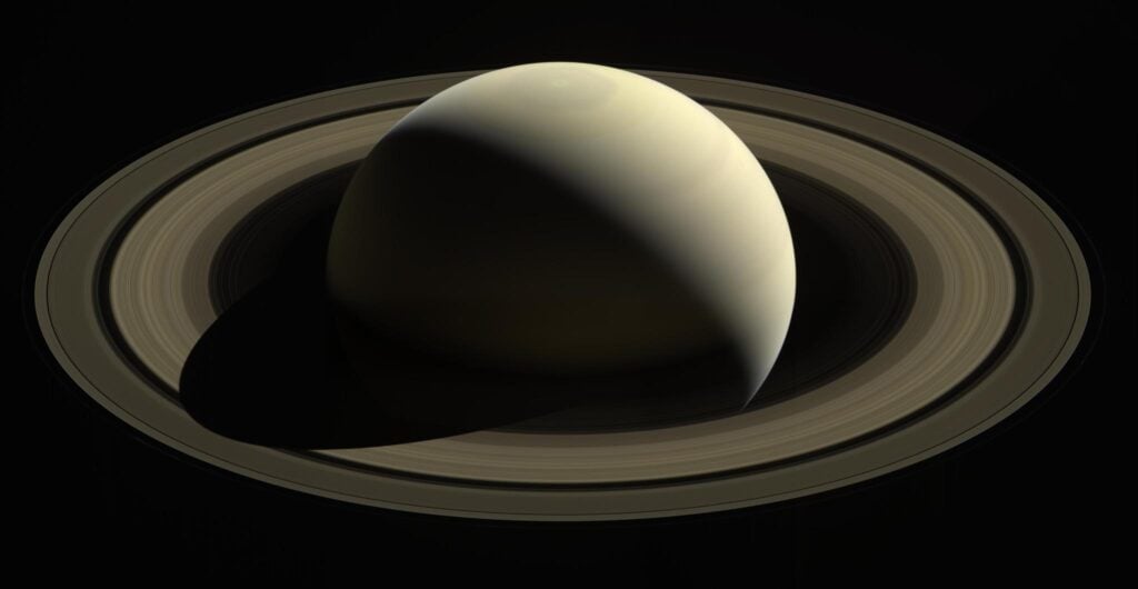 Saturn’s rings may be far younger than the planet itself — Cassini-era estimates have placed their age anywhere from about 10 million to a few hundred million years, meaning the rings we see today may not have existed for most of the age of dinosaurs.