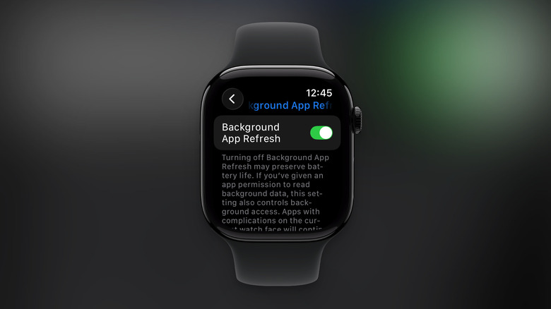 Background App Refresh setting on Apple Watch.