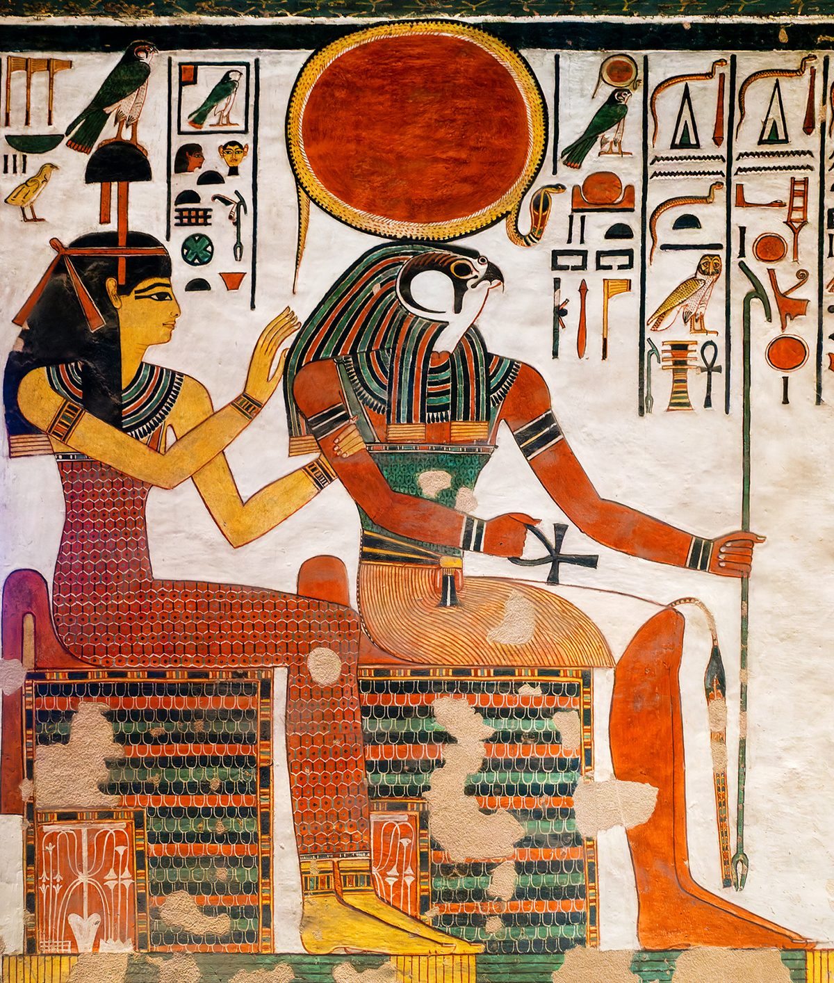 Detail from paintings of Egyptian god of the Sun Ra. The Ancient Egyptians worshipped the Sun – so why do they have no known records of solar eclipses? Credit: Delpixart / Getty Images