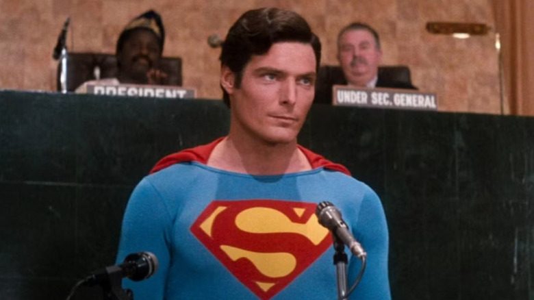 Superman (Christopher Reeve) speaking at United Nations in Superman IV: The Quest for Peace