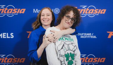 Two women pose for pics at Fantasia film fest.