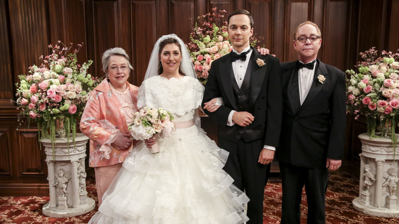Mrs. Fowler, Amy, Sheldon, and Larry