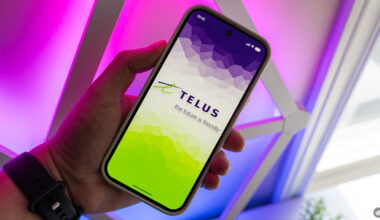 Telus logo on a smartphone