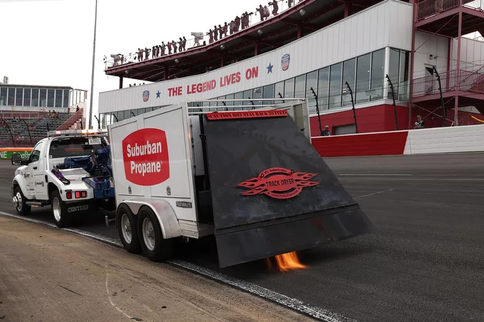 Track drying in progress