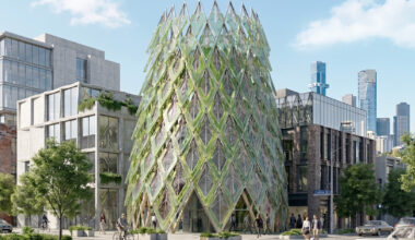 a living skin that grows, shades, and generates energy wraps algae tower by uau