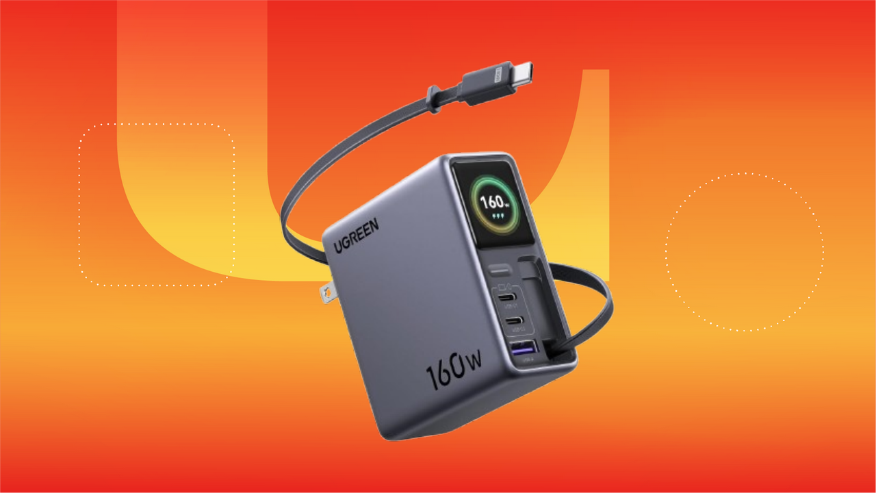 Ugreen charger against an orange commerce background