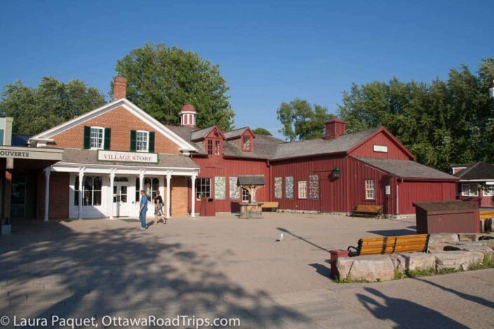 brick general store and wooden bar at upper canada village