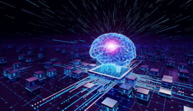 A digital illustration of an AI chip.