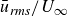 u overbar Subscript r m s Baseline divided by upper U Subscript normal infinity