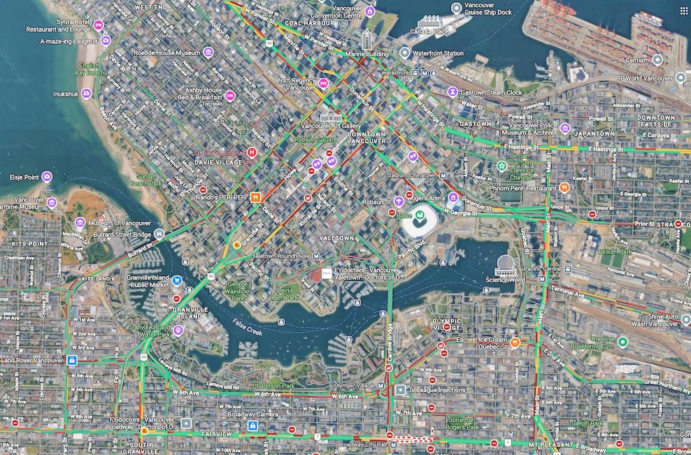 vancouver traffic congestion google maps
