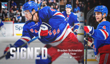 Rangers Agree to Terms with Braden Schneider