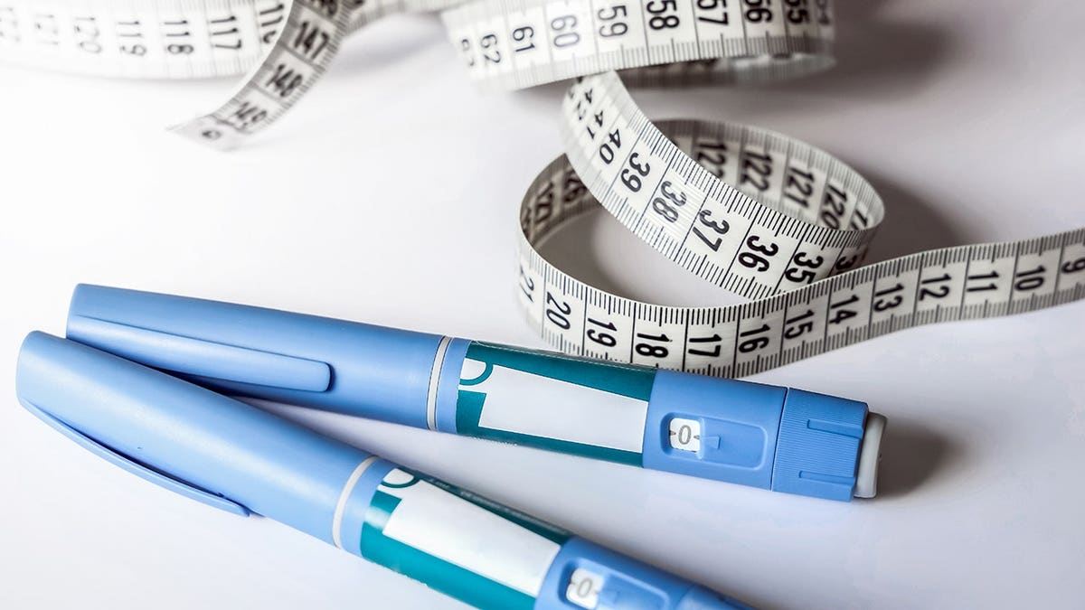 Ozempic injection pen on a white background.