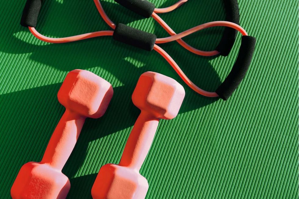 weights on a mat