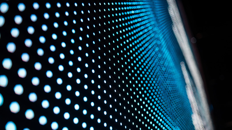 A closeup, graphical depiction of OLED technology on a TV screen