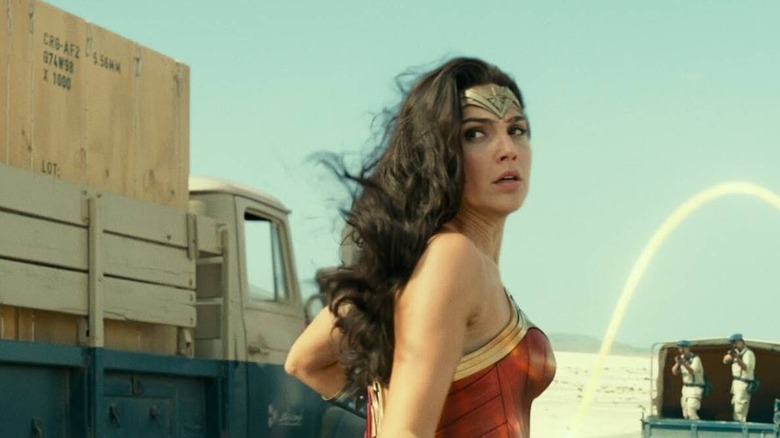 Wonder Woman (Gal Gadot) looking over her shoulder in Wonder Woman 1984