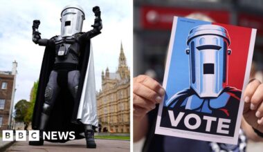 Count Binface receives over a quarter of votes in Clacton by-election - BBC