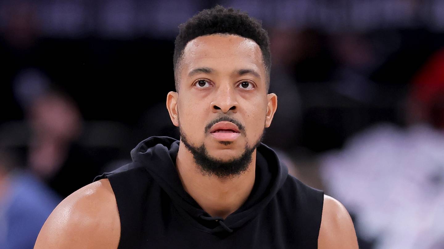 Atlanta Hawks guard CJ McCollum (3) warms up before game five of the first round of the 2026 NBA Playoffs against the New York Knicks at Madison Square Garden on April 28, 2026.