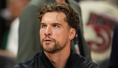Atlanta Hawks forward Corey Kispert (24) warms up against the New York Knicks in the 2026 NBA Playoffs on April 25, 2026.