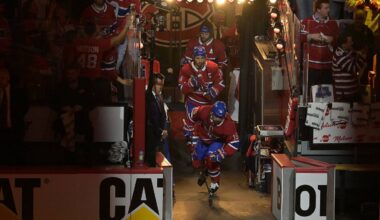May 27, 2026; Montreal, Quebec, CAN; Montreal Canadiens center Alex Newhook (15) takes the ice before game four of the Eastern Conference Final of the 2026 Stanley Cup Playoffs at Bell Centre. Mandatory Credit: Eric Bolte-Imagn Images