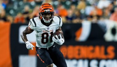 Aug 13, 2026; Cincinnati, Ohio, USA; Cincinnati Bengals wide receiver Dohnte Meyers (81) runs with the ball against the Detroit Lions in the second half at Paycor Stadium. Mandatory Credit: Katie Stratman-Imagn Images