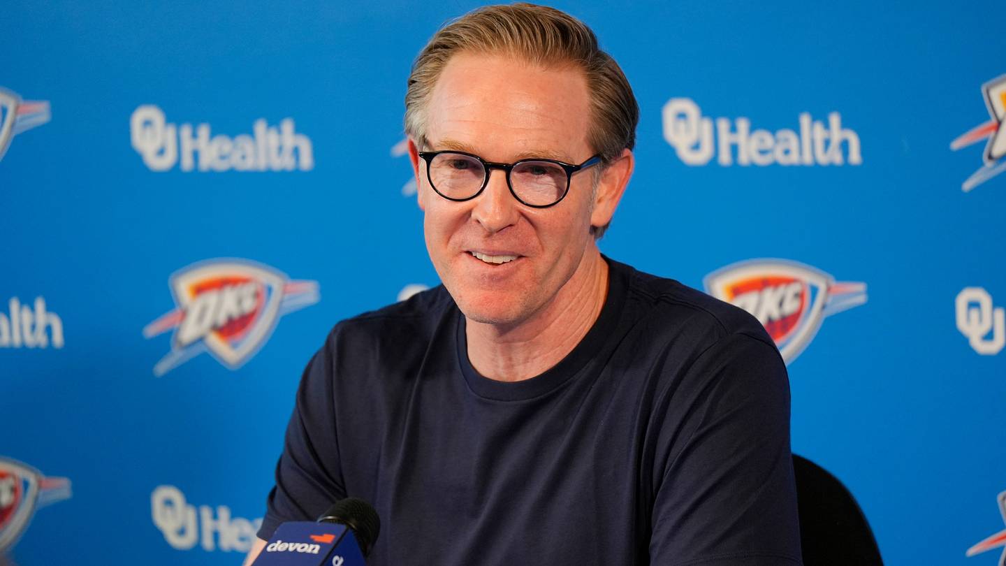 Sam Presti, Thunder General Manager, has his end-of-season media access, Monday, June 8, 2026.