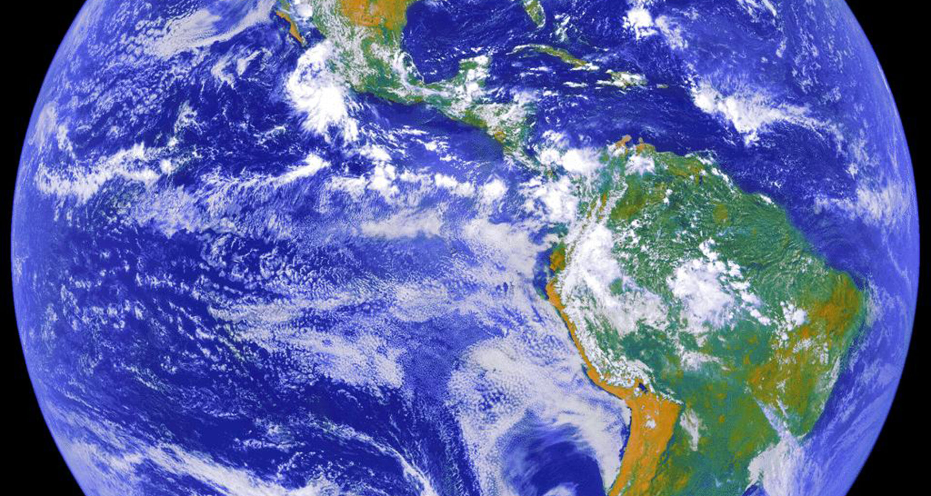 Full-disk image of Earth captured by NOAA's GOES-8 satellite, which operated from 1994 to 2004